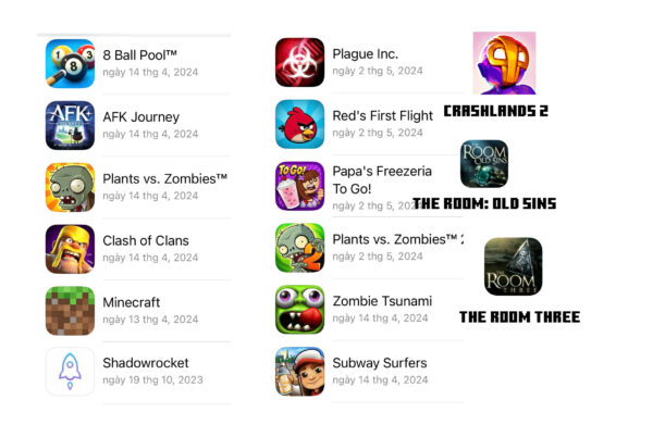 ID Minecraft, Shadowrocket, Crashlands 2, The Room Old Sins, The Room Three và nhiều ứng dụng hấp dẫn khác!